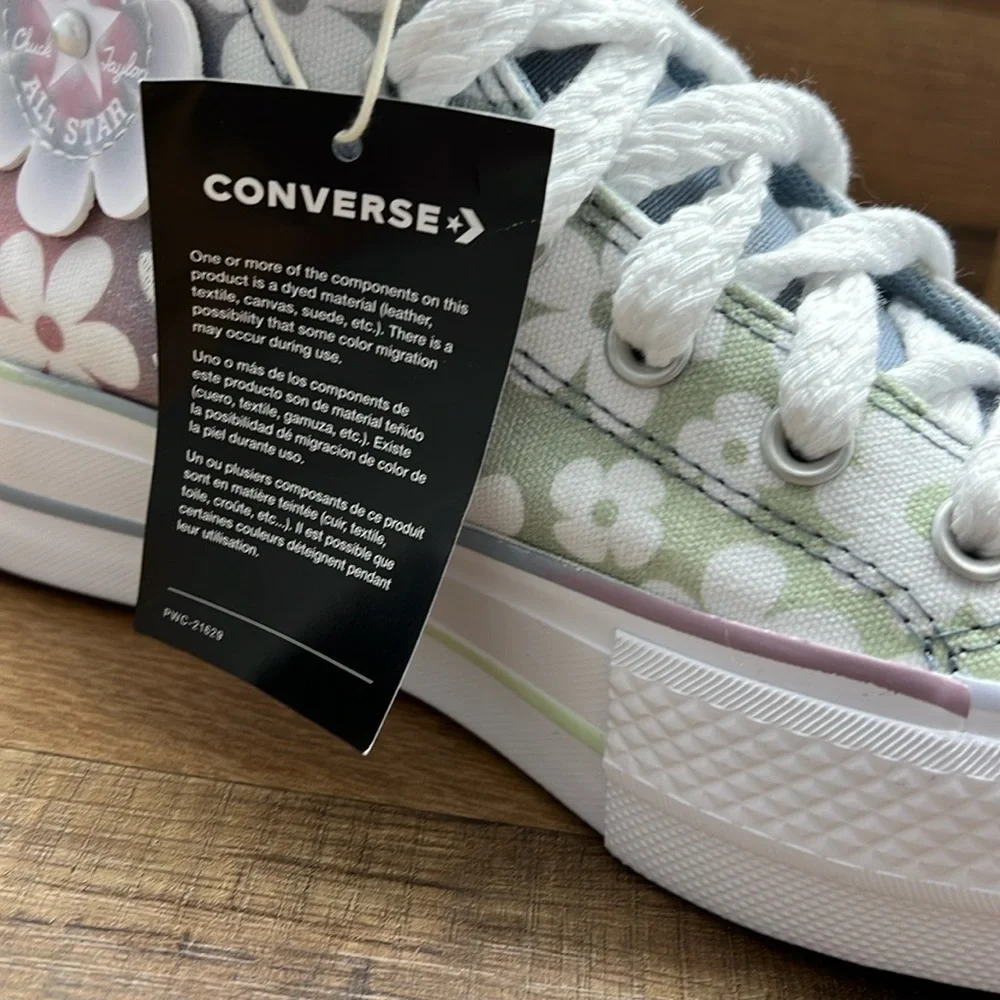 Platform Converse Pink and White Floral High-Top Sneakers